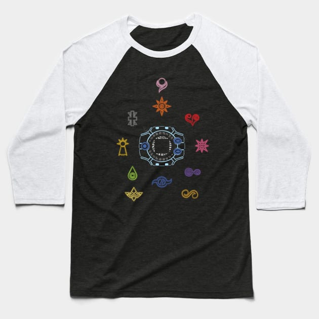 Digivice and Digicrest Baseball T-Shirt by ScoatGoat